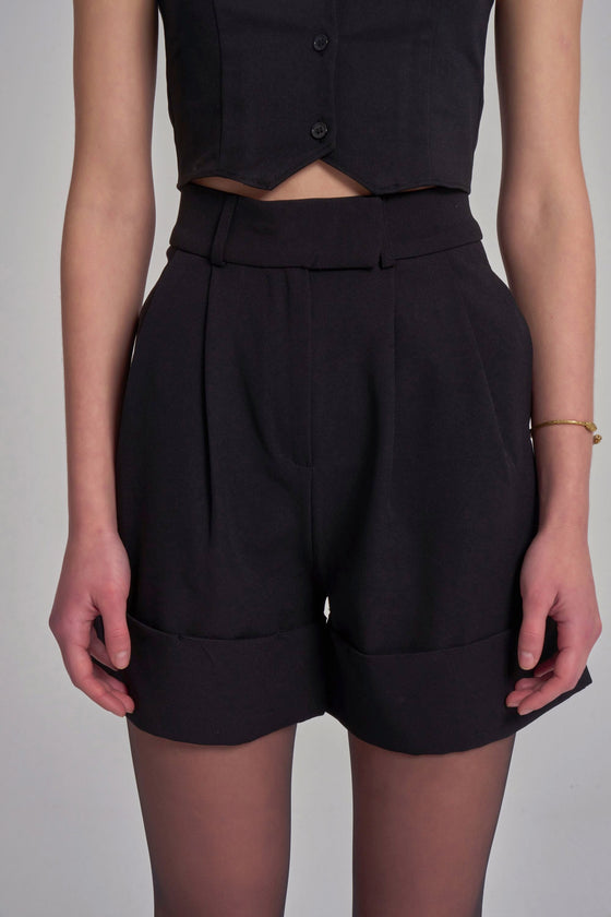 Short Noir Taille Haute