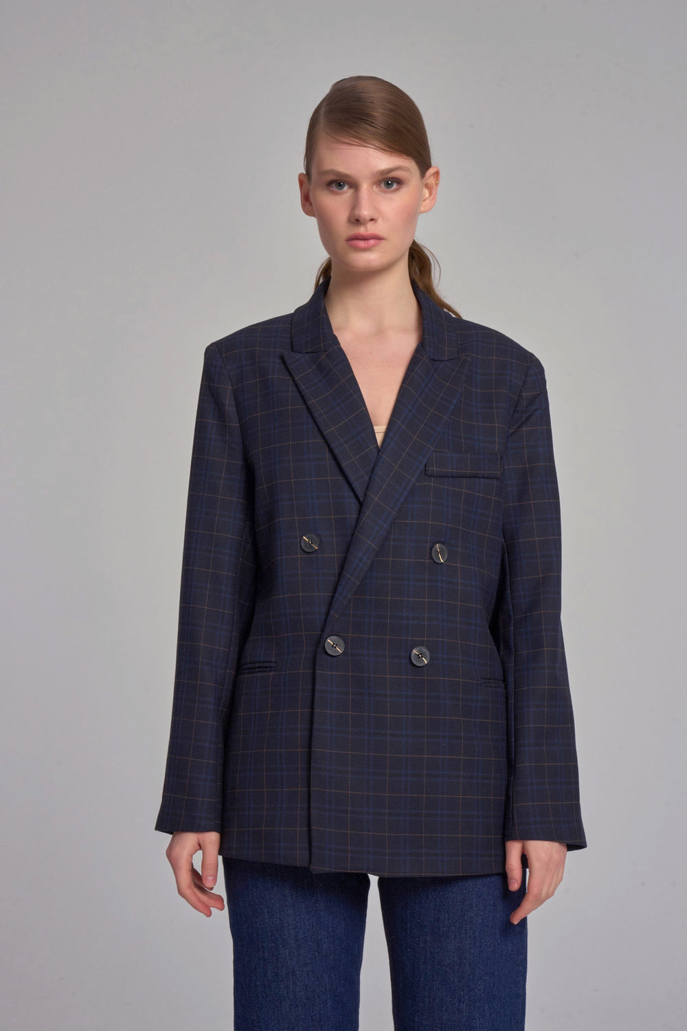 Veste blazer en tissu écossais