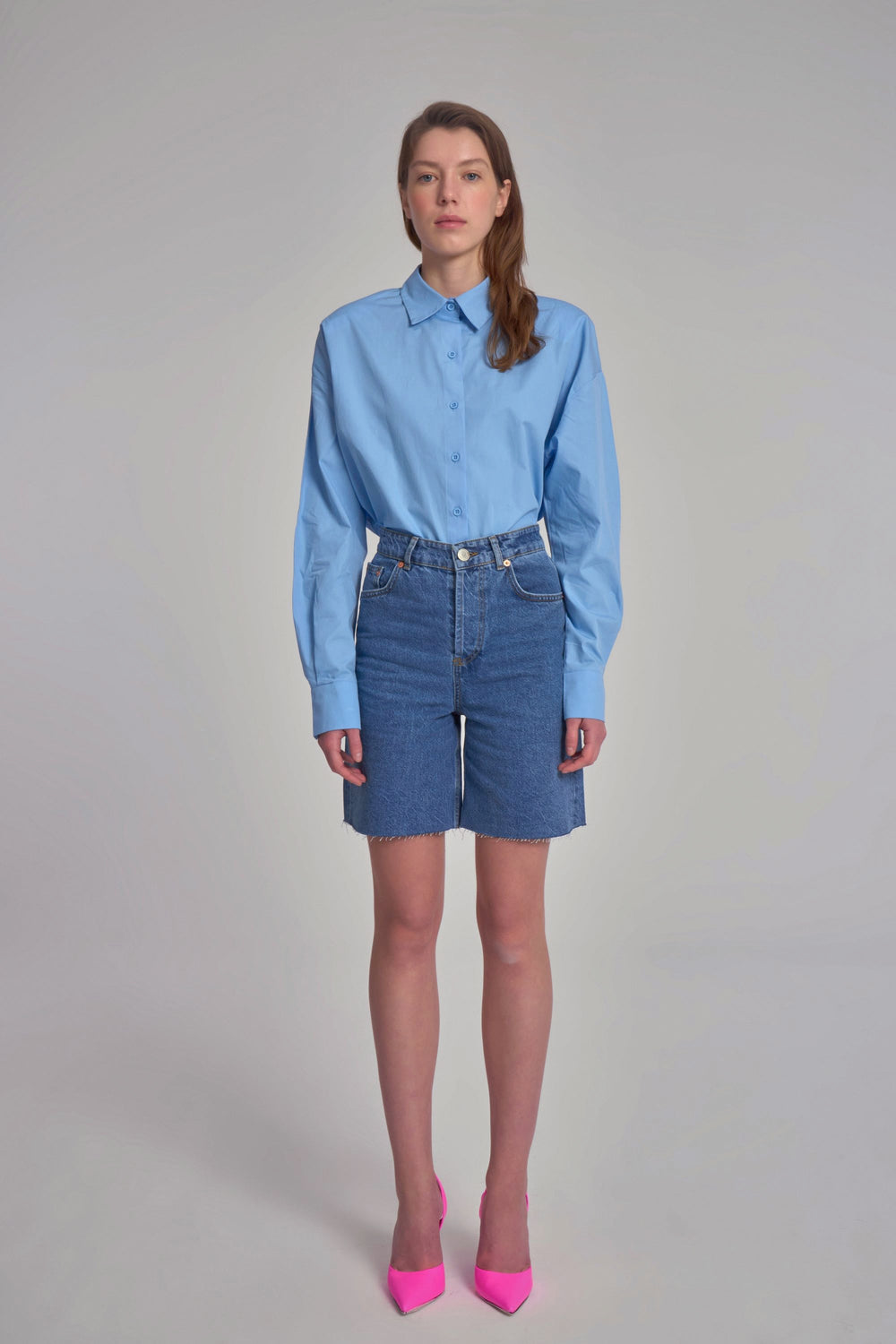 Chemise oversize à boutons - Bleu