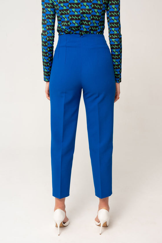 Pantalon à devant plat bleu