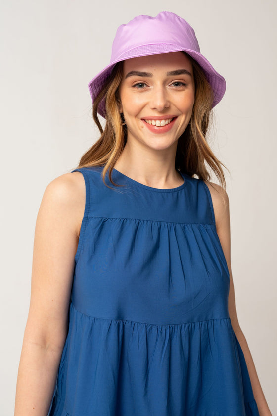 Robe superposée taille midi bleu indigo